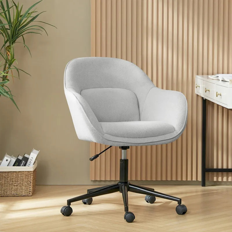 Chaise de bureau pivotante à dossier incurvé avec hauteur réglable et piètement en métal