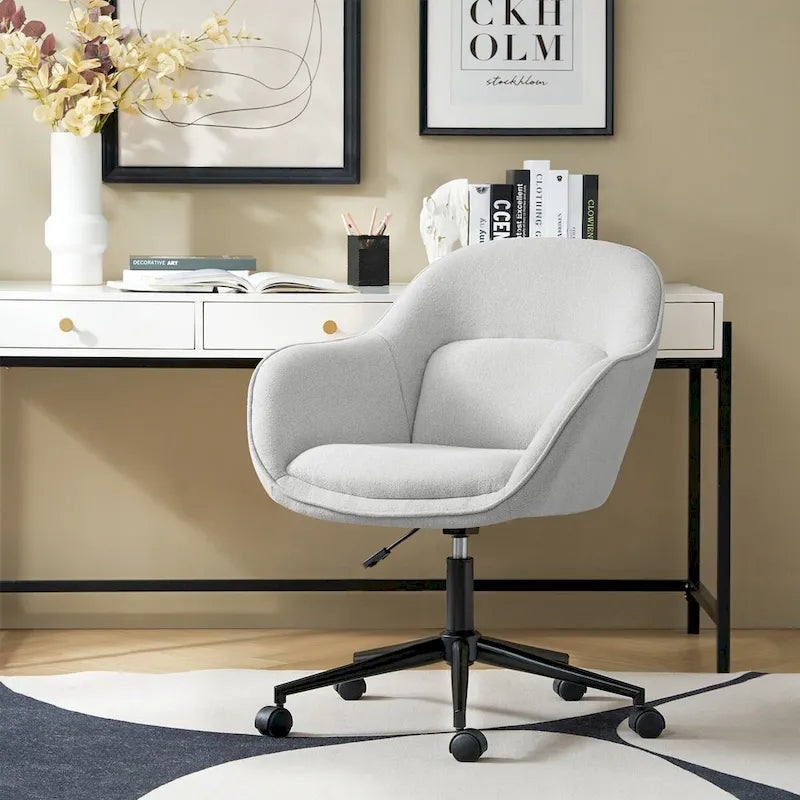 Chaise de bureau pivotante à dossier incurvé avec hauteur réglable et piètement en métal