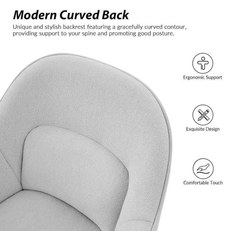 Chaise de bureau pivotante à dossier incurvé avec hauteur réglable et piètement en métal