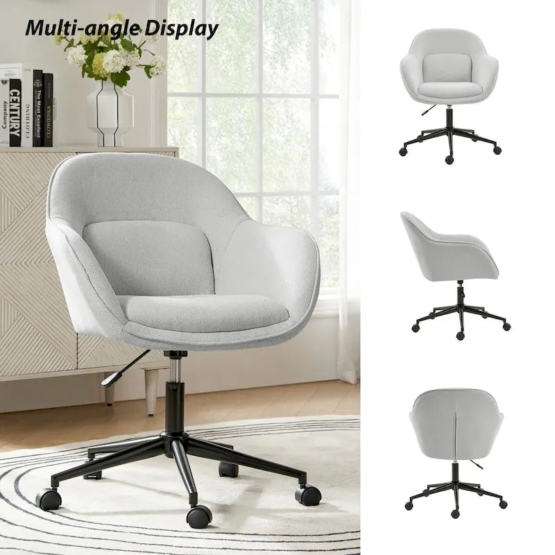 Chaise de bureau pivotante à dossier incurvé avec hauteur réglable et piètement en métal