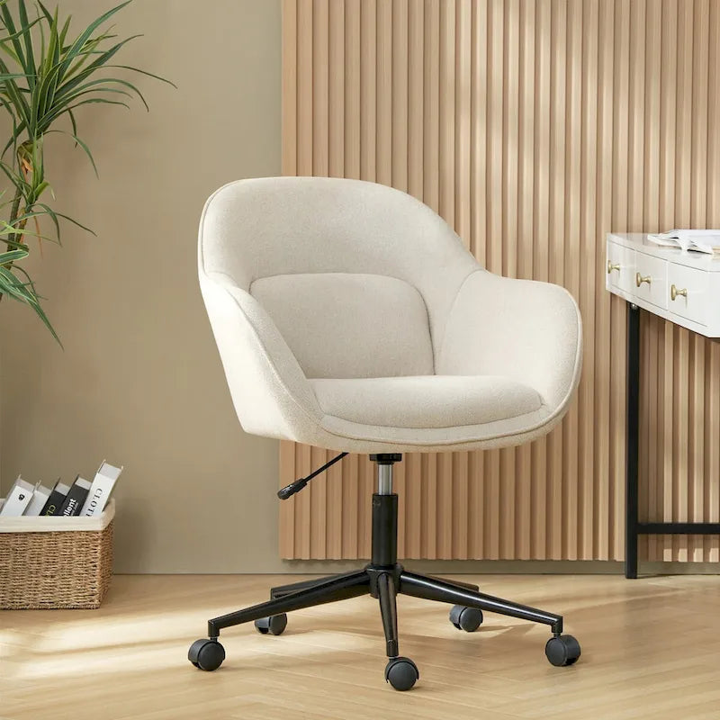Chaise de bureau pivotante à dossier incurvé avec hauteur réglable et piètement en métal
