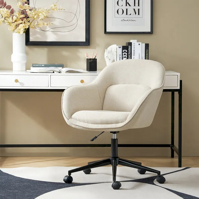 Chaise de bureau pivotante à dossier incurvé avec hauteur réglable et piètement en métal