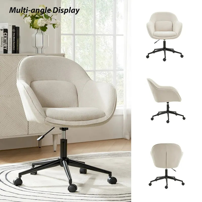 Chaise de bureau pivotante à dossier incurvé avec hauteur réglable et piètement en métal