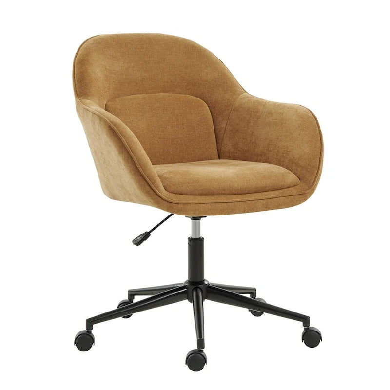 Chaise de bureau pivotante à dossier incurvé avec hauteur réglable et piètement en métal