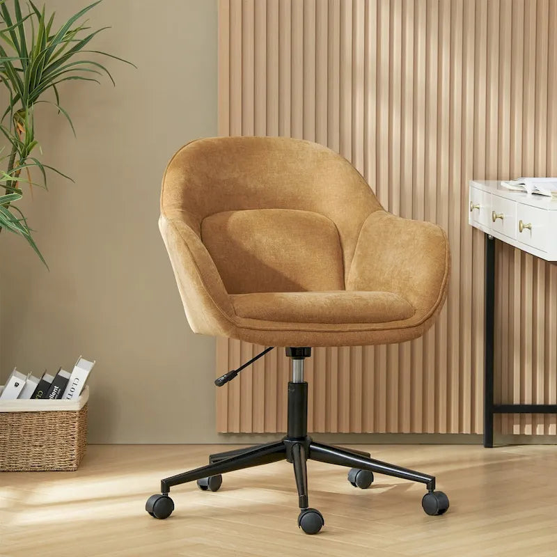 Chaise de bureau pivotante à dossier incurvé avec hauteur réglable et piètement en métal