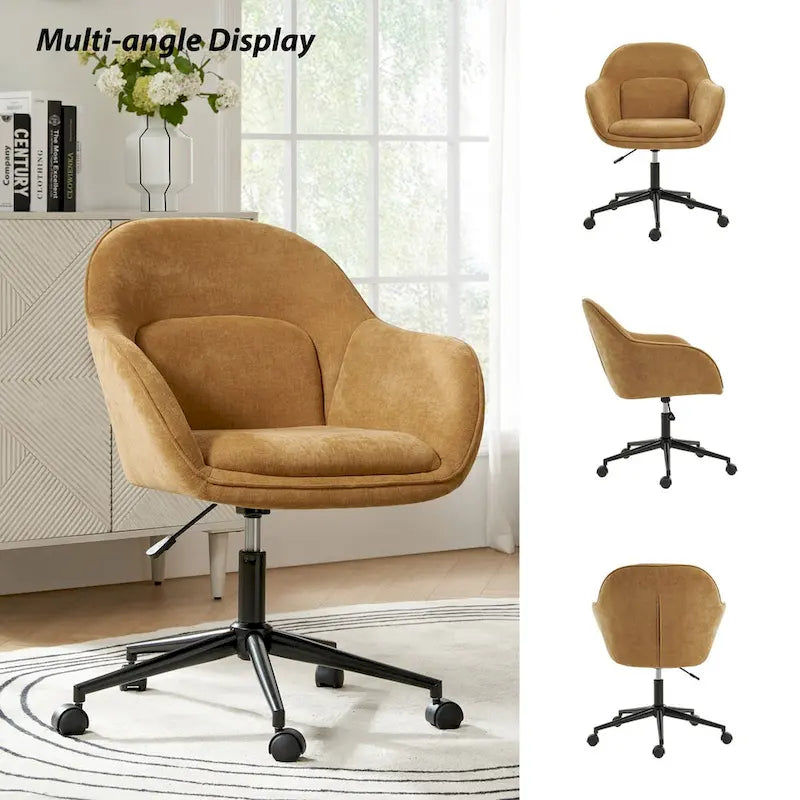 Chaise de bureau pivotante à dossier incurvé avec hauteur réglable et piètement en métal
