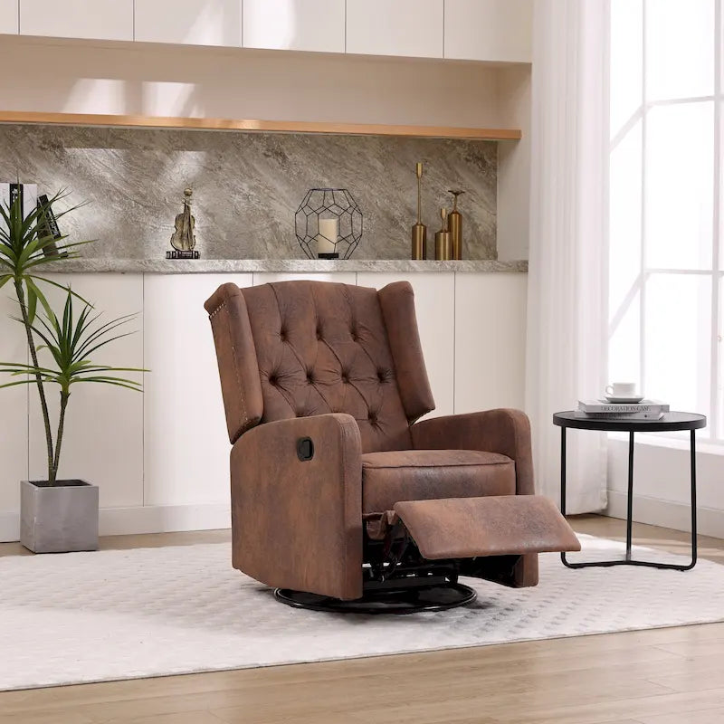 Fauteuil inclinable, pivotant et berçant multifonctionnel rembourré avec repose-pieds — Rotation à 360°, inclinaison à 3 positions