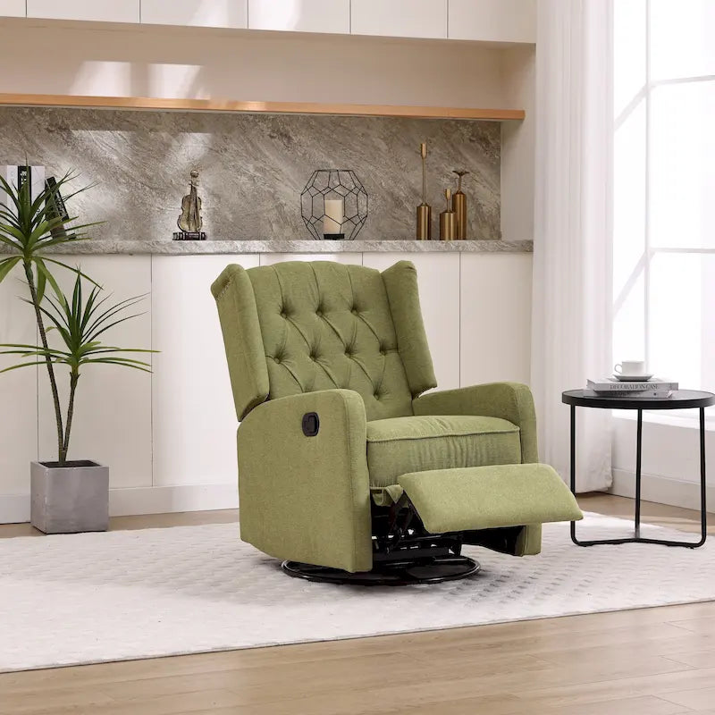 Fauteuil inclinable, pivotant et berçant multifonctionnel rembourré avec repose-pieds — Rotation à 360°, inclinaison à 3 positions