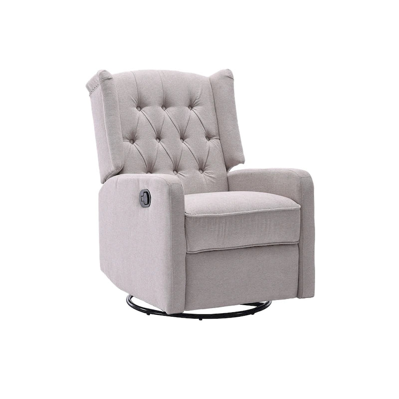 Fauteuil inclinable, pivotant et berçant multifonctionnel rembourré avec repose-pieds — Rotation à 360°, inclinaison à 3 positions