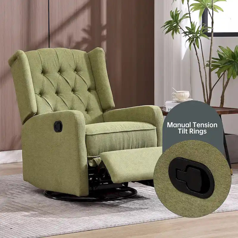 Fauteuil inclinable, pivotant et berçant multifonctionnel rembourré avec repose-pieds — Rotation à 360°, inclinaison à 3 positions