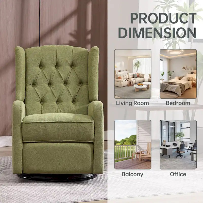 Fauteuil inclinable, pivotant et berçant multifonctionnel rembourré avec repose-pieds — Rotation à 360°, inclinaison à 3 positions