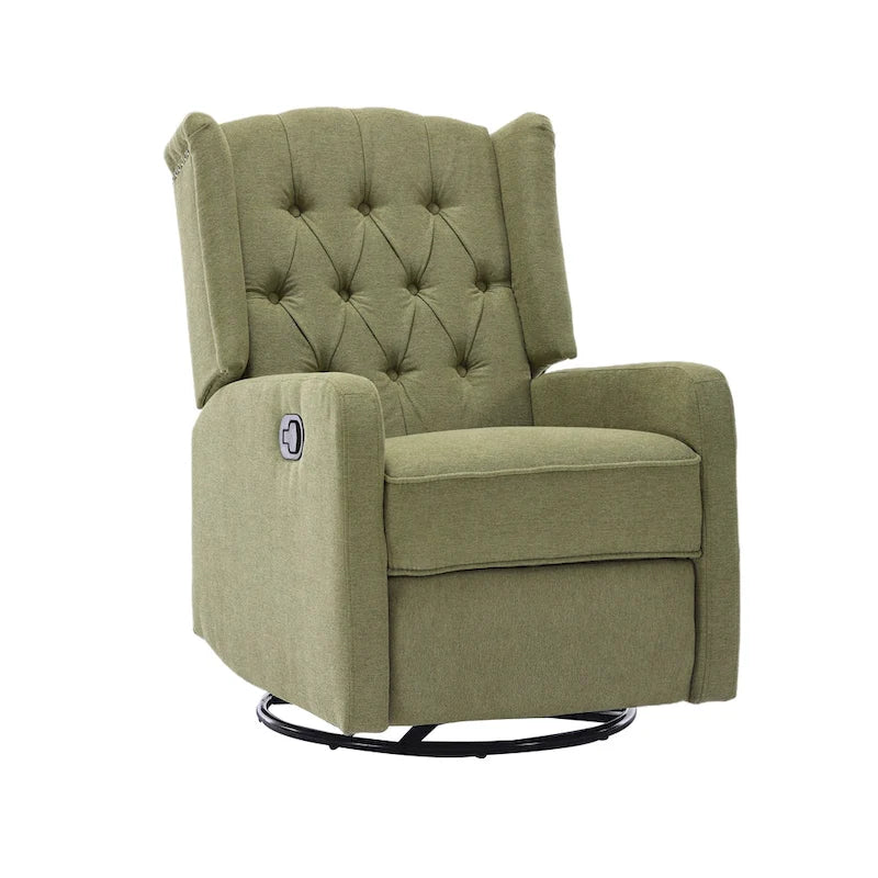 Fauteuil inclinable, pivotant et berçant multifonctionnel rembourré avec repose-pieds — Rotation à 360°, inclinaison à 3 positions