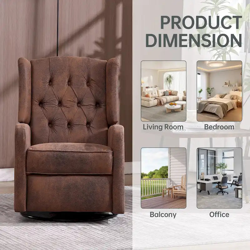 Fauteuil inclinable, pivotant et berçant multifonctionnel rembourré avec repose-pieds — Rotation à 360°, inclinaison à 3 positions