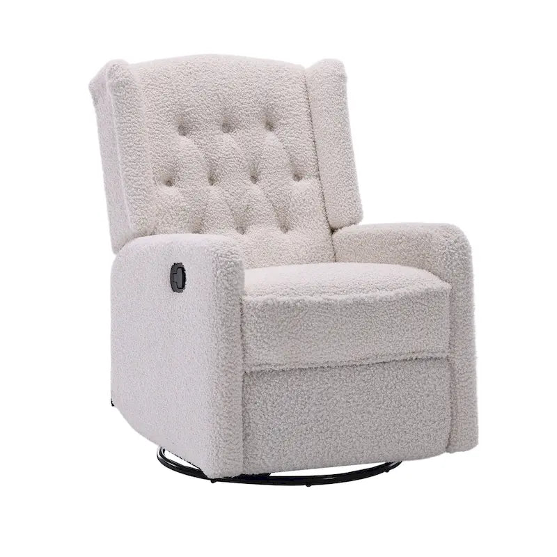 Fauteuil inclinable, pivotant et berçant multifonctionnel rembourré avec repose-pieds — Rotation à 360°, inclinaison à 3 positions