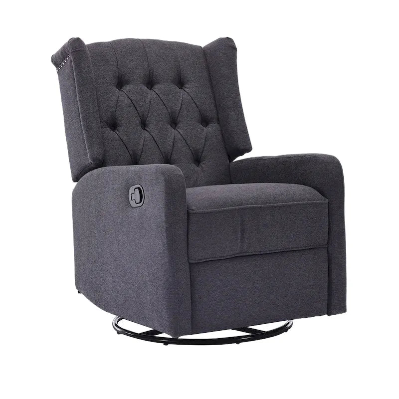 Fauteuil inclinable, pivotant et berçant multifonctionnel rembourré avec repose-pieds — Rotation à 360°, inclinaison à 3 positions
